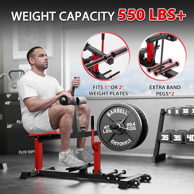 GMWD Adjustable Seated Calf Raise Machine with Band Pegs for Leg Training and Exercise - Home Gym Equipment