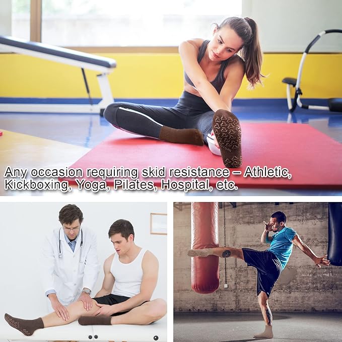 Ozaiic Non Slip Socks Grip for Yoga Home Workout Pure Barre, Pilates, Hospital, Ideal Cushion Socks for Men and Women
