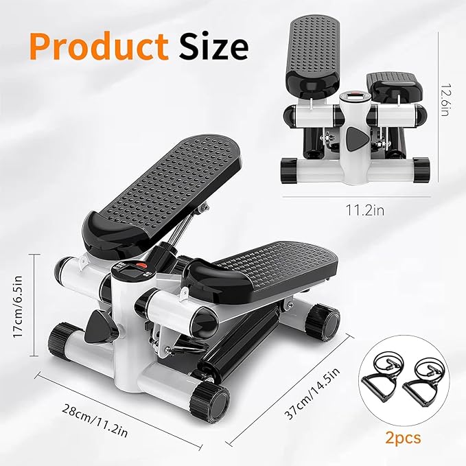 Steppers for Exercise at Home, Mini Stepper with Resistance Bands - Quiet, Portable Stair Stepper for Buttocks Lifting, Body Shaping & Cardio Workouts, Compact Fitness Stepper for Small Spaces