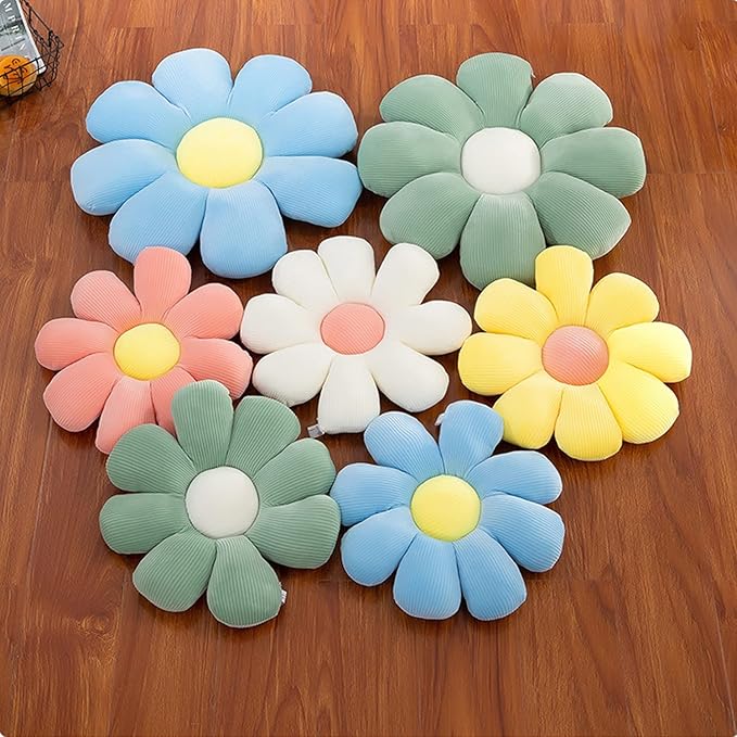 Flower Shaped Throw Pillow - Soft Seating Cushion for Bedroom, Sofa, Bed, Reading (21 inch, Green, 1 Count)