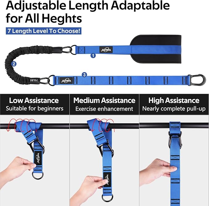 Pull Up Assistance Bands Set, Heavy Duty Adjustable Pull Up Assist Band with Feet Rest, Strength Training Bands for Home Gym Fitness, Pull-Up Bar, Calisthenics and Body Stretching