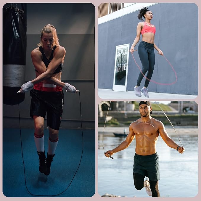 ๐๐ฉ๐๐๐ ๐๐ฎ๐ฆ๐ฉ ๐๐จ๐ฉ๐ ๐๐จ๐ซ ๐
๐ข๐ญ๐ง๐๐ฌ๐ฌ - Skipping Rope for Women Men Exercise with Adjustable Length Jumping Rope and Alloy & Silicone Handles Suitable for Workout Boxing Home Gym
