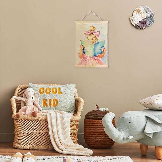 JINYO Pink Bow Dress Girl Reading Book Wall Art Poster, Coquette Girly Room Decor, Reading Nook Corner Decor, Pink Bookish Wall Art for Girls Room Dorm Library Reading Room Classroom, 12x16 Inches