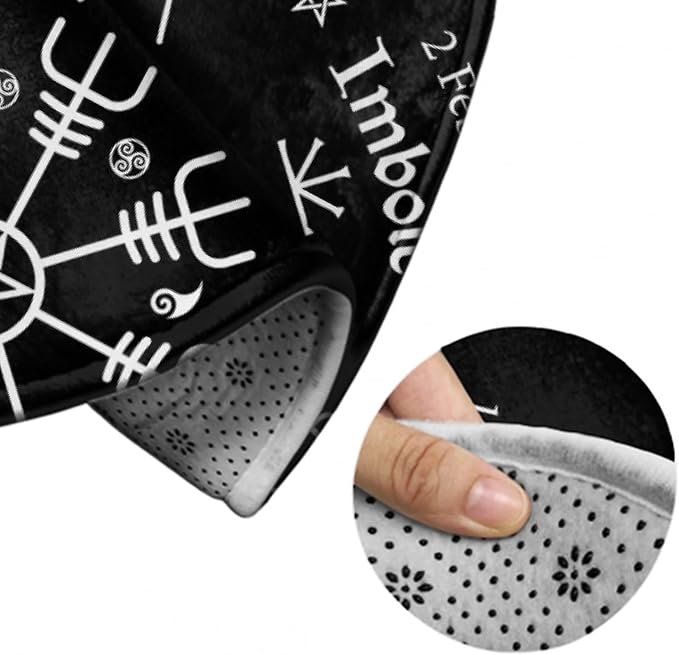 Large Home Decor Mat, Soft Round Yoga Carpet, Non-Slip Machine Washable Home Office Circle Rug Compatible with Norse Viking Vegvisir Compass Goth Pentagram