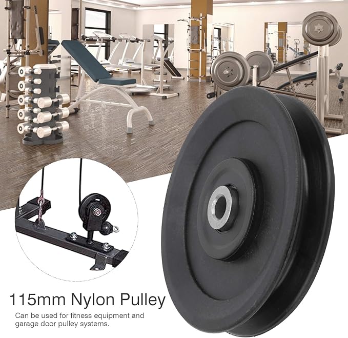 Keenso 10 Pcs 115mm Nylon Bearing Pulley Wheel Replacement Home Gym Equipment Machine Attachments Exercise Accessory