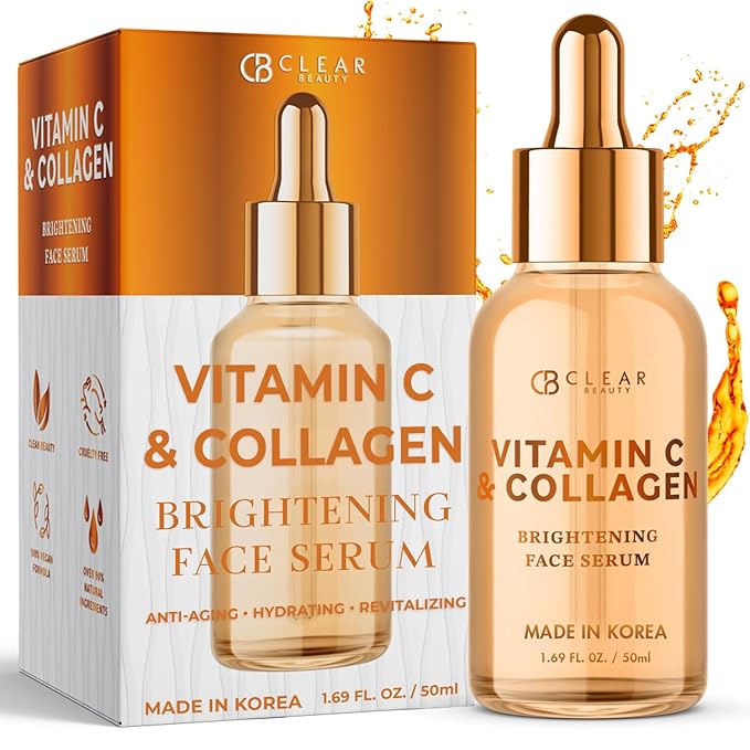 Vitamin C & Collagen Facial Serum – Dermatologist-Tested, Anti-Aging, Korean Skin Care, Even Skin Tone & Fades Dark Spots – Hydrating, Firming, & Nourishing – Clean Beauty, 1.69 FL. Oz