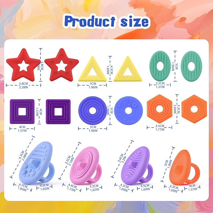 10 Pcs Sensory Fidget Toys Worry Stones for Kids Teens Adults Calming, Pop Fidgets Toy for Anxiety and Stress Silent Fidget Toys for Classroom Student Prizes