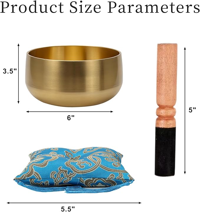 Large Tibetan Singing Bowl Set - 6" Handcrafted Meditation Sound Bowl for Yoga, Mindfulness, Chakra Healing & Stress Relief | Complete Kit with Cushion & Mallet | Spiritual Gifts for Beginners 6 Inch