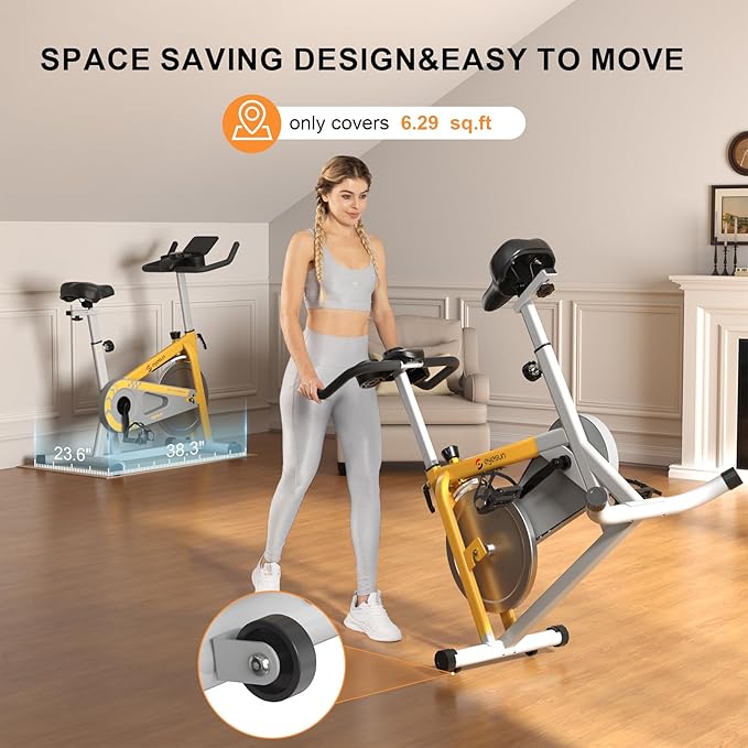Exercise Bikes for Home,Indoor Cycling Bike with Adjustable Friction,Brake Pad Resistance Silent Belt Drive,330lbs Weight Capacity &Upgraded Version Seat for Home Cardio&Weight Loss