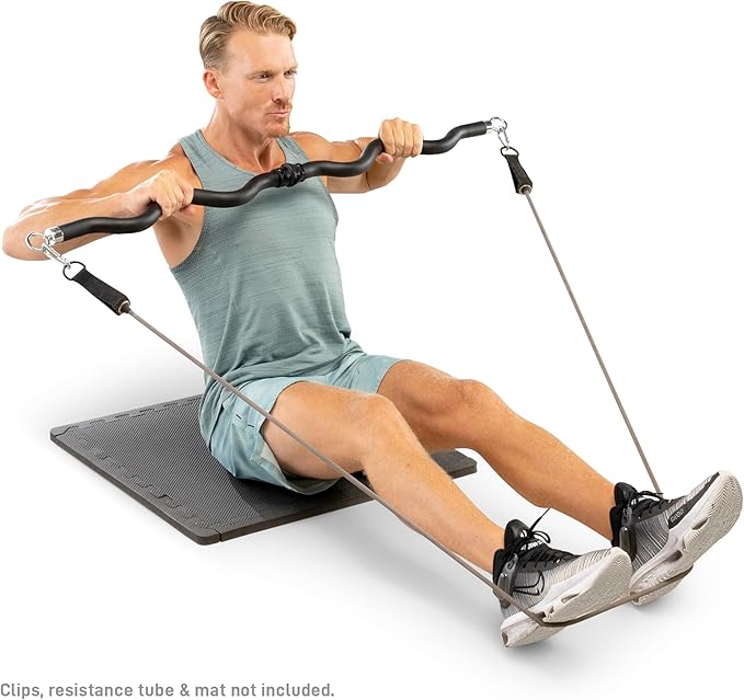 Bionic Body Deluxe Exercise Curl Bar for Lats, Curls and More BBEB-7355 Black 47 inches