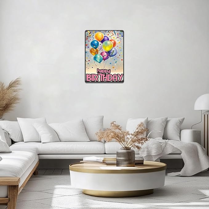 Happy Birthday Vintage Tin Sign Metal Sign Balloon Family Birthday Party Spring Summer Farmhouse Poster For Home Garden Bar Club Coffee Sign 12x16 Inch