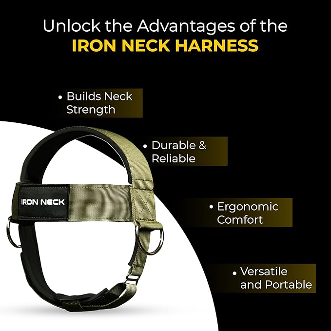 Iron Neck, Versatile Neck Exerciser, Strengthener and Trainer with Adjustable Head and Chin Strap, Portable Head Harness for Weight Lifting, Home and Gym Use