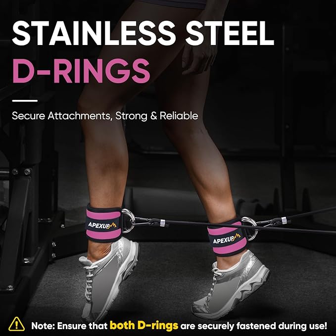APEXUP Ankle Strap for Cable Machine, Ankle Resistance Bands, Cable Kick Back Straps for Gym, Glute Workouts, Leg Extensions, Adjustable Straps with Neoprene Padding