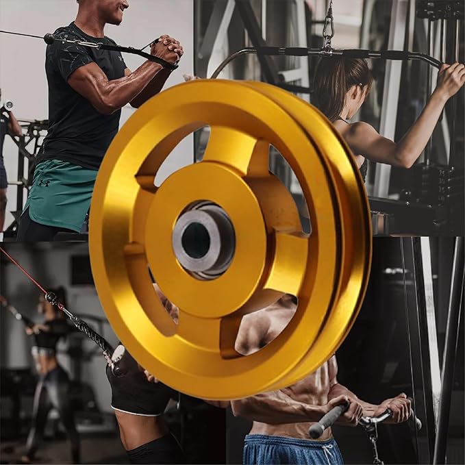 Pulley system for home gym, Aluminum GYM Pulley Wheel Universal Aluminum Alloy Bearing Pulley Wheel for Cable Machine Gym Equipment Part Garage Door