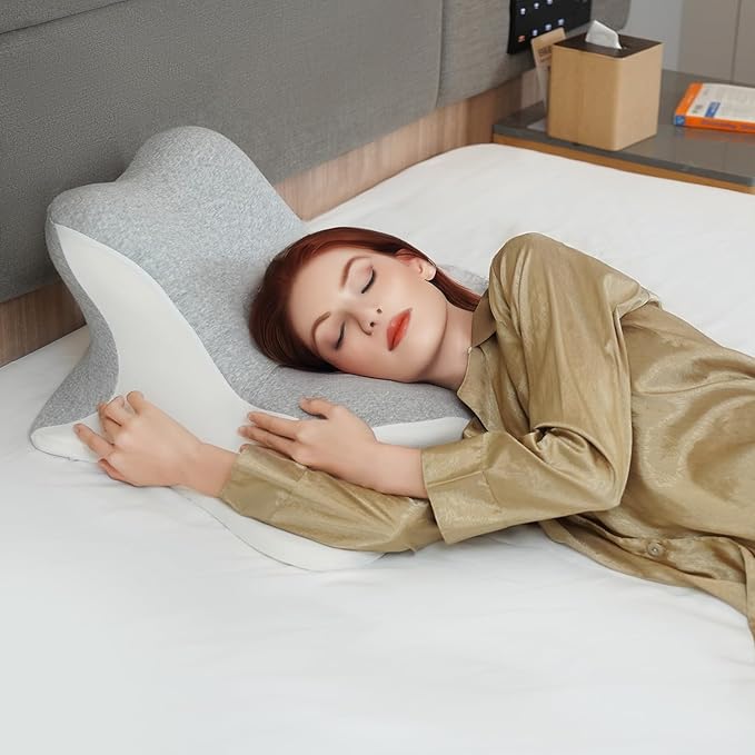 Reading Pillow for Bed, Lying, Leaning and Prone, Ergonomic Memory Foam Bed Wedge Pillow for Headboard, Chin & Back Support Pillows on Bedrest Couch Floor- Grey