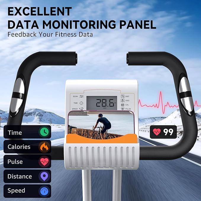 Foldable Exercise Bike for Small Apartments, Stationary Bikes for Home, Indoor Portable Cycling Bike with 16-Level Magnetic Resistance, 260LBS Capacity, 5.5 LBS Flywheel, Designed for Small Space Workout 816