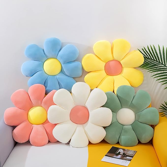 Flower Pillow, Flower Shaped Throw Pillow Flower Floor Pillow Soft Seating Cushion Room Decor Plush Pillow for Bedroom, Sofa, Bed, Reading (21 inch, Yellow)