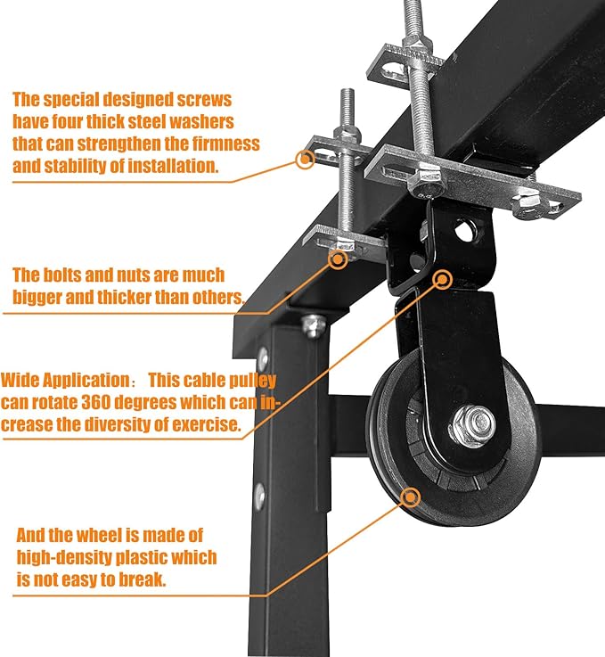 KORIKAHM Power Rack Pulley Attachment, LAT Pulldown Machine - Cable & Weight Dual Pulley System for Home Gym Strength Training, Power Racks