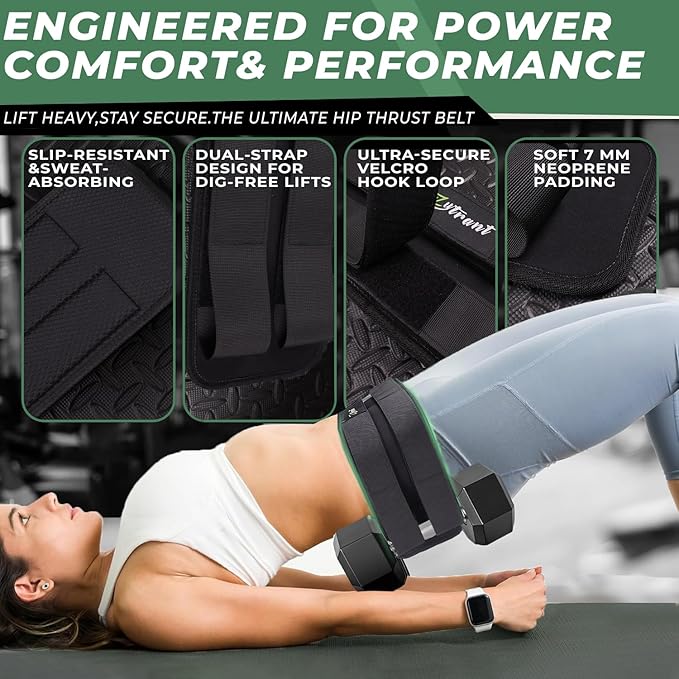Hip Thrust Barbell Pad Belt for Gym, Fitness Booty Support Cushion for Squats and Pilates