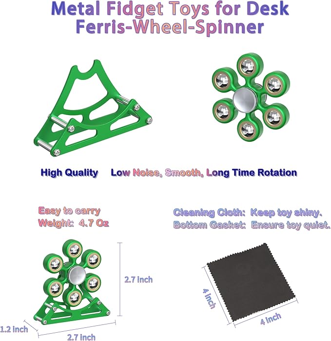 Desk Toys for Fidget Ferris-Wheel Spinner: 4mins Metal Cool-Gadgets Kinetic-Toy, Cool-Stuff for Kid Children Teen Adult EDC-Toy, ADHD Tools Stress Relief for Office Home School Men Woman Christmas