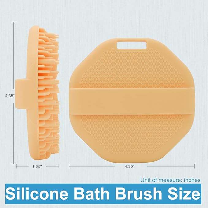 Silicone Body Scrubber,Exfoliating Body Scrubbers for use in Shower,Silicone Body Brush for Showering and Anti-Slippery Handles for All Skin Types(Orange)