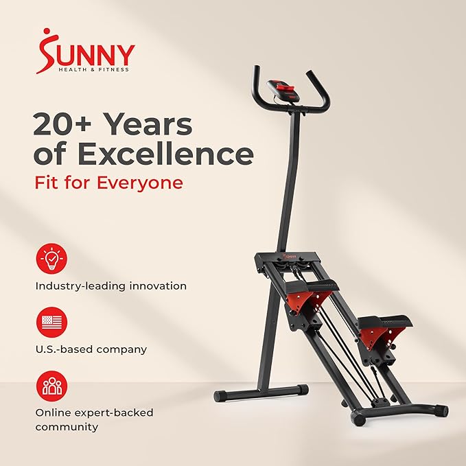 Sunny Health & Fitness Stair Stepper w/Handlebar, Extended Step Range Climber Machine for Legs, Core and Glute Workouts, Connection with Free SunnyFit App