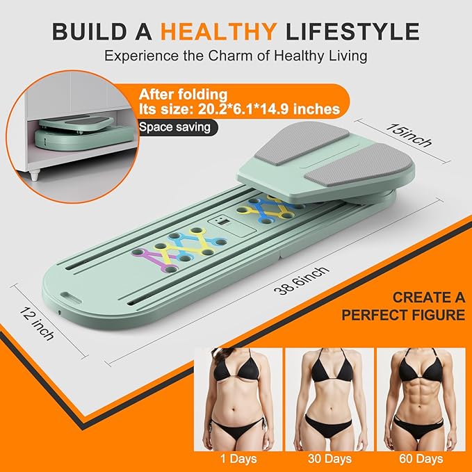 Pilates Board,Multifunctional Rebound Abdominal Board,Foldable Pilates Reformer Set, Ab Core Trainer Machine,Ab Exercise Board,Abs Workout Equipment for Women Home Gym Equipment