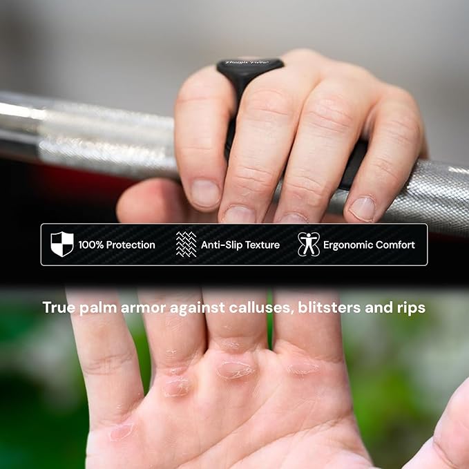 Ergonomic-Gym-Grips-for-Men-&-Women - Soft Silicone Weight Lifting Grips for Dumbbells, Barbells, Pull-Ups, Deadlifts - Fingerless, Sweat-Resistant, Includes Portable Case