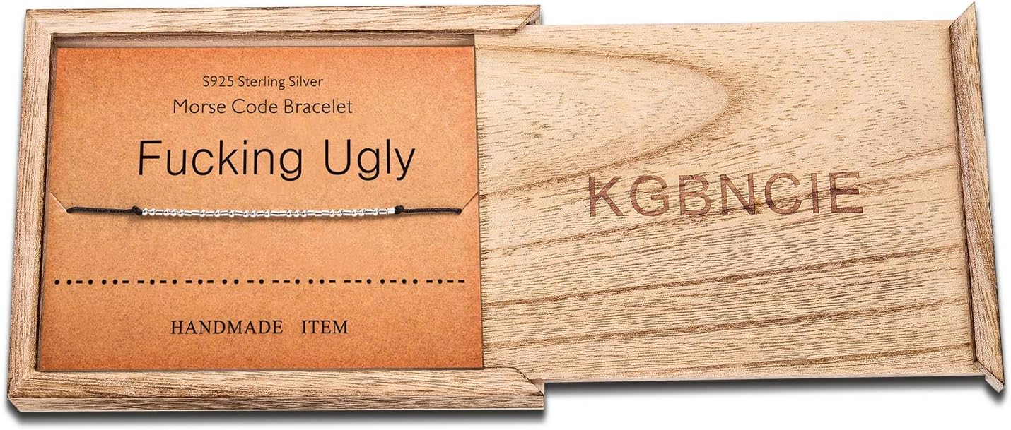 KGBNCIE Morse Code Bracelet for Women Sterling Silver Beads on Silk Cord Secret Message Fuck Friendship Inspirational Encouragement Bracelet Gift for Her