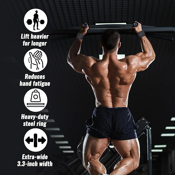 Leikefitness Weight Lifting Hooks for Men & Women (Pair) - 8mm Thick Wrist Padding - Lifting Grips for Powerlifting, Shrugs, Rows, Deadlifts - Pull-Up Hooks & Straps for Weightlifting & Gym Workouts