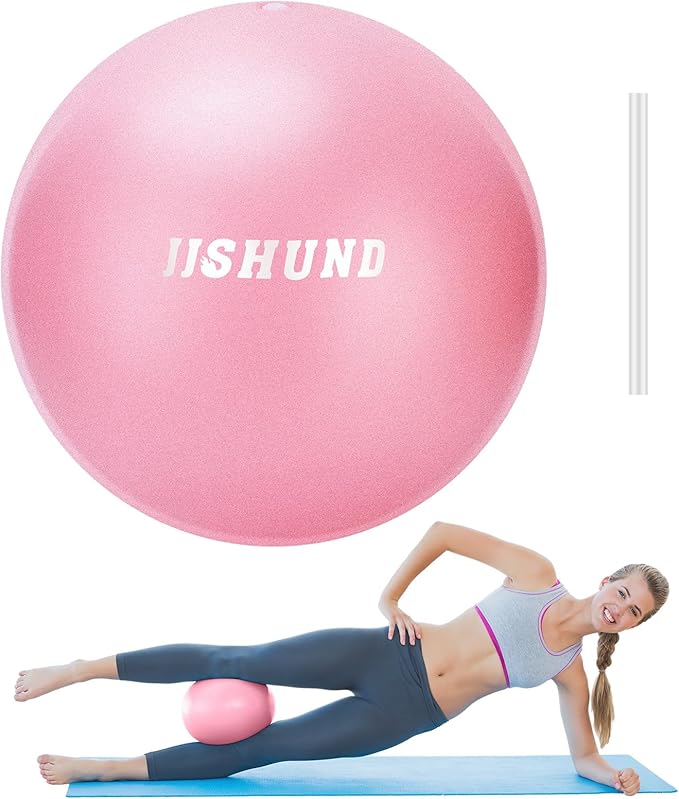 Pilates Ball, 9 Inch Small Exercise Mini Soft Workout Yoga Ball with Exercise Guide, for Home Gym Yoga, Pilates, Core Training, Workout, Balance, Stability