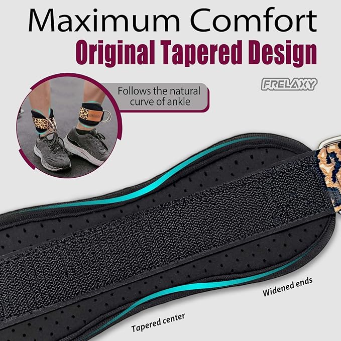 Frelaxy Ankle Straps for Cable Machine – Comfortable & Durable Leg Straps for Kickbacks, Glute Workouts, and Lower Body Exercises – Perforated Neoprene Padding & Tapered Fit