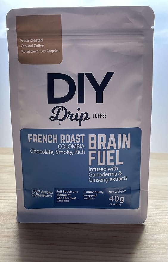 DIY Drip Coffee Brain Fuel, French Roast Colombia, 1 Pack x 4 single serve; 40gram, $1.95 per serving. BUY 5 OR MORE GET $2 REBATE. NO ACTION REQUIRED.
