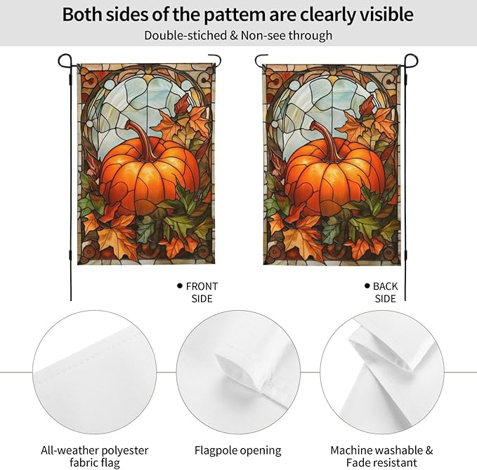 Pumpkin Fall Garden Flag 12x18 In Double Sided Yard Flags Lawn Sign Decor No Flagstand