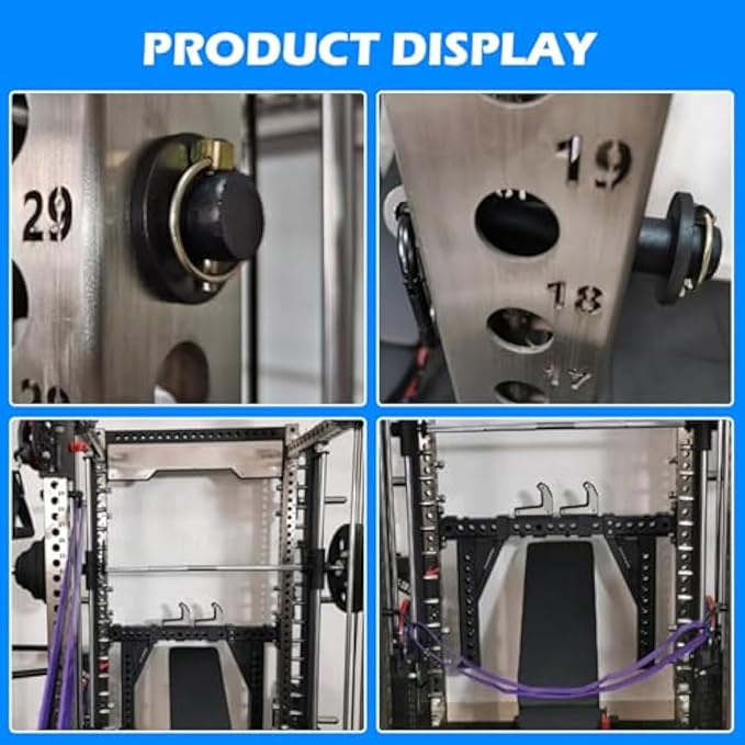 RSBFER Quick-Install Squat Rack Attachments – Easy Lock 3x3 Power Cage Accessories with 1" Hole, Home Gym Equipment for Strength Training
