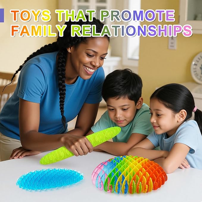 Fidget Worm: Fidget Toys Adults | 3-pack Sensory Toys for Kids & Teens | Quiet Fidgets,Small Anxiety Stress Relief Toy, Fidget Toy,Desk Fidgets for Autistic & Adhd Adults(Rainbow,Green,Blue)