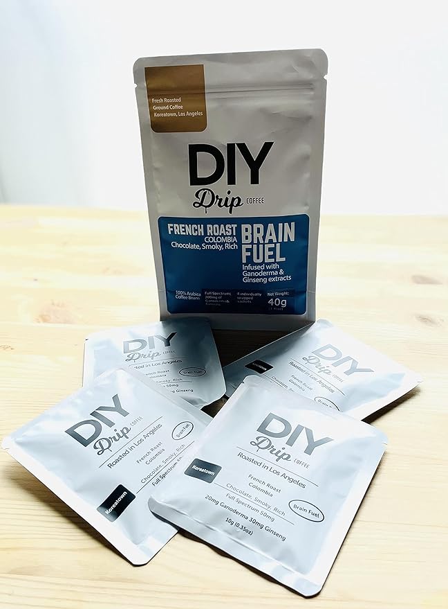 DIY Drip Coffee Brain Fuel, French Roast Colombia, 1 Pack x 4 single serve; 40gram, $1.95 per serving. BUY 5 OR MORE GET $2 REBATE. NO ACTION REQUIRED.
