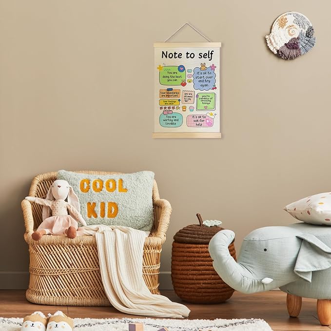 JINYO Mental Health Decor, Note to Self Inspirational Wall Art Poster, Positive Affirmations Wall Decor, Mental Health Wall Decor for Classroom Counselor Psychology Therapist Office, 12x16 Inch