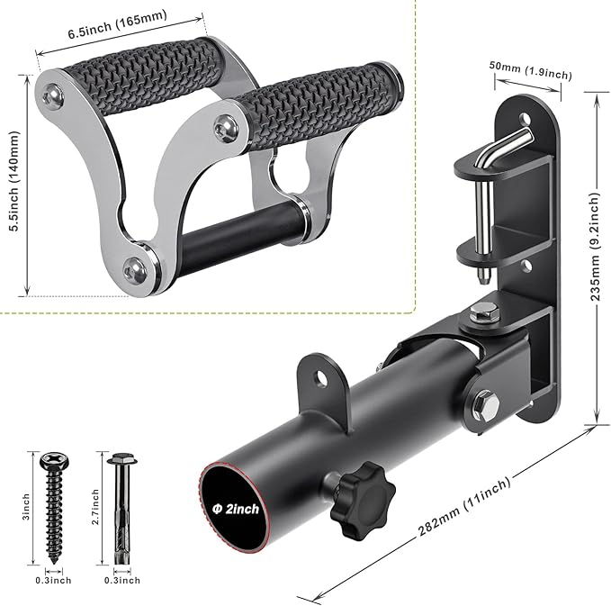 Kipika Landmine Attachment for Olympic Barbell Bars, Wall Mount Landmine Attachment, V Bar Row Landmine Handle and Viking Press Landmine Handle, Versatile Strength Training Equipment for Home Gym