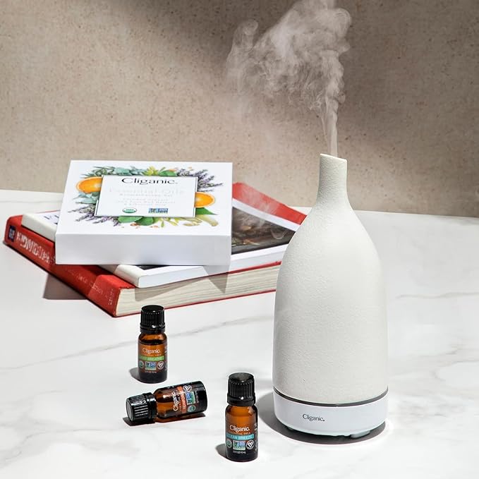 Cliganic Organic Aromatherapy Essential Oils Gift Set (Top 8), 100% Pure - Peppermint, Lavender, Eucalyptus, Tea Tree, Lemongrass, Rosemary, Frankincense & Orange