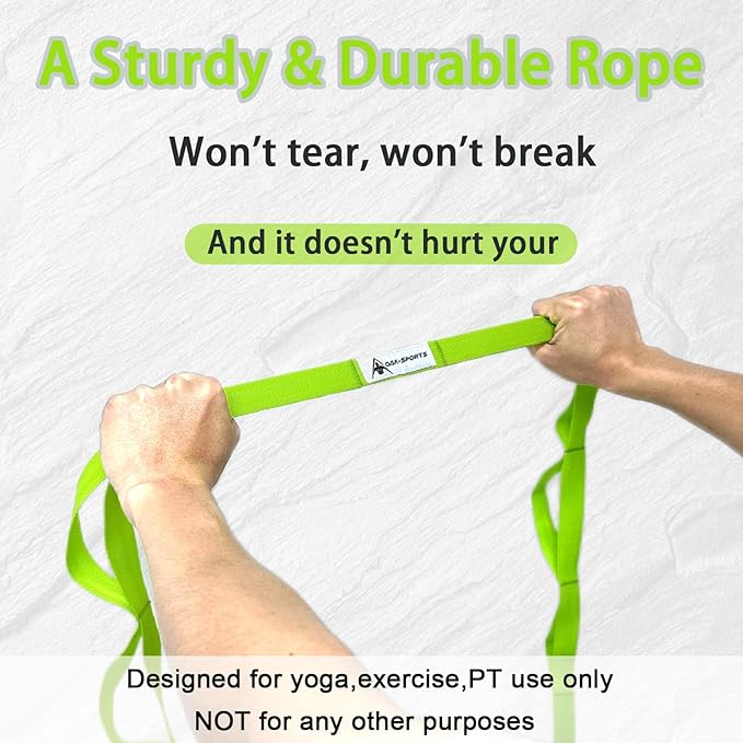 Stretching Strap Yoga Strap with Loops, Stretch Straps for Physical Therapy, Non-Elastic Exercise Strap for Pilates, Dance and Gymnastics with Workout Guide