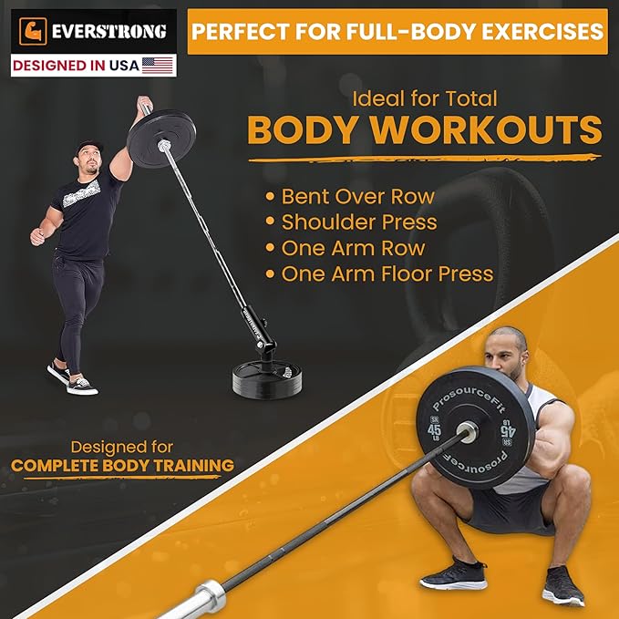 EVERSTRONG T Bar Row Attachment with V Bar Attachment Landmine Handle - 360 Swivel Landmine Attachment for Barbell for Full-Body Workout in Home Gym - Small Spaces - Deadlifts Squats Landmine Stand