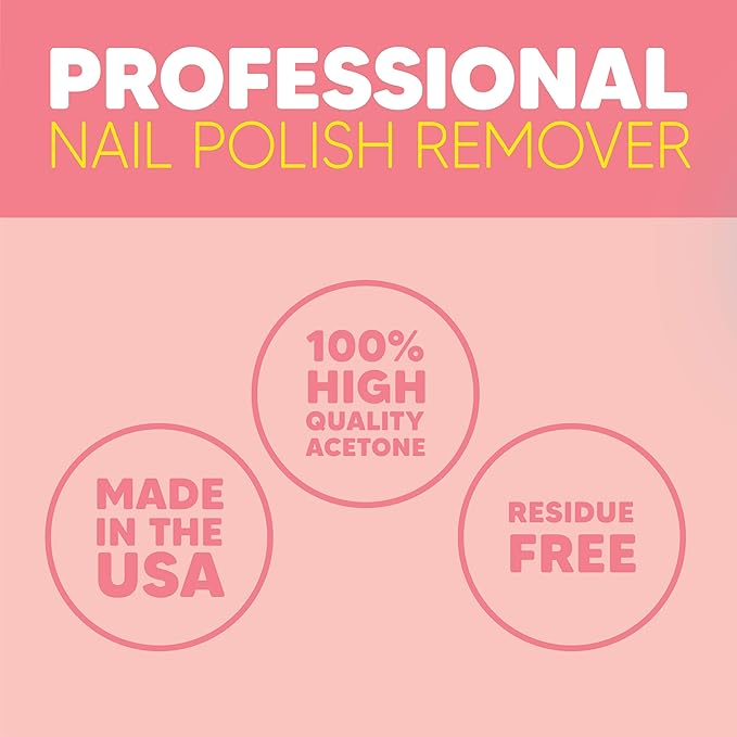 Onyx Professional Nail Polish Remover with 7 inch Nail File, Strawberry Scent, Made in USA, 16 fl oz - Moisturizing Formula, Acetone-based Gel Polish Remover, Enhanced with Vitamin E, Grape Seed Oil