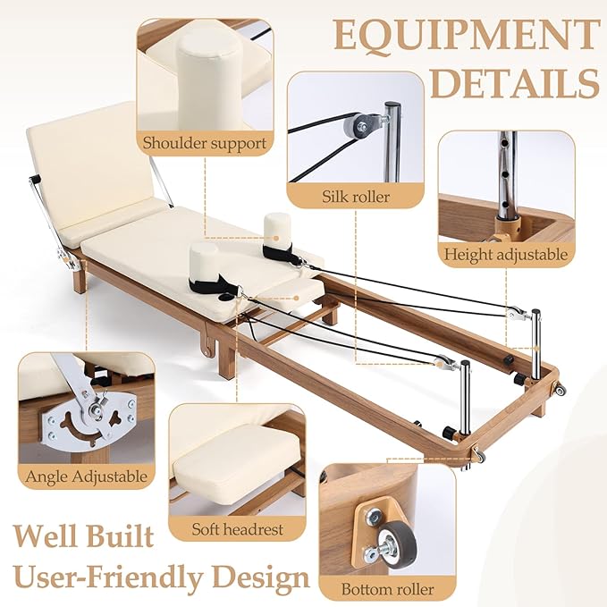 Foldable Pilates Reformer Machine,Extended 88in Metal Frame Pilates Equipment for Home Women Men Use Gym Workout & Advanced and Beginners Users , Dual Resistance System (Spring & Latex Tubes)
