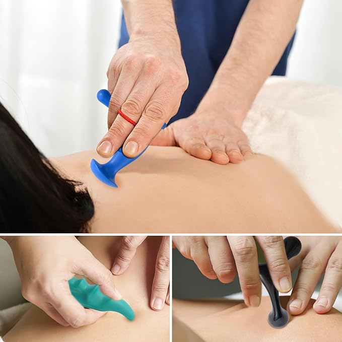 Manual Trigger Point Massage Tool and Thumb Saver for Full Body Deep Tissue Massage, Set Include 1 Green Thumb Protector Tool 1 Palm Urchin Massage Tool Hand Held 4-Legged Massage Knobs