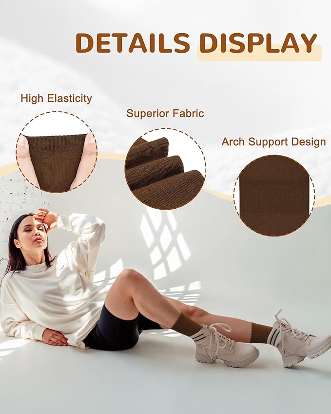 Justay 6 Pairs Pilates Socks with Grips for Women Soft Non Slip Crew Cotton Athletic Workout Barre Hospital Yoga Socks