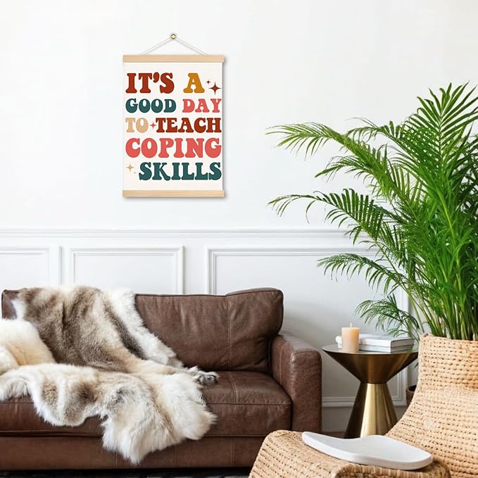 DNEULYR It's a Good Day to Teach Coping Skills Mental Health Wall Art Poster, Motivational Psychology Wall Decor for Classroom Therapy Office School Counseling Office, 12x16 Inches