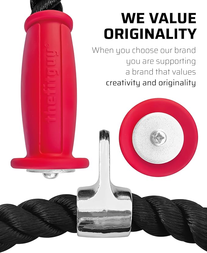 Ergonomic Tricep Rope | 30” Non-Slip Cable Attachment | Wrist Pressure Relief | Grip Strength & Forearm Activation | Home & Commercial Gym Accessory | for Cable Machine & Smart Gym