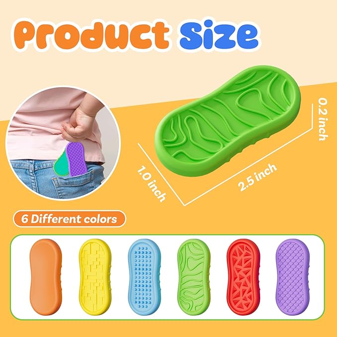 Fidget Toys Adults Magnetic Slider, 6 Pack Silicone Fidget Slider for Stress Relief, Calm Down Sensory Toys for Anxiety ADHD Autistic, Small Fidgets Adults Office Desk Toys, Toddler Travel Calm