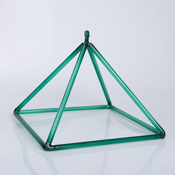 TOPFUND 10" Green Crystal Singing Pyramid Sound Therapy Instrument with Carrying Case and Quartz Suede Mallet